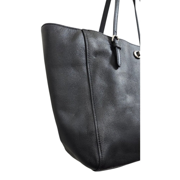 Coach Black Turn-Lock Saffiano Leather Tote Bag - Picture 6 of 16
